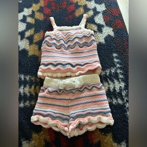 Striped Knit Tank and Shorts Set